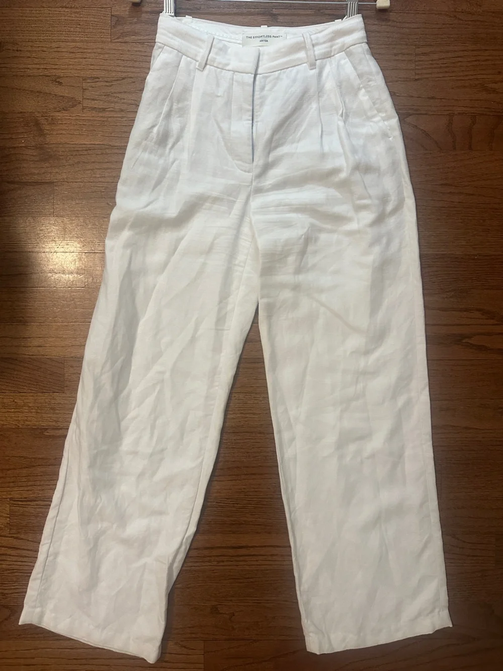 Aritzia Effortless Pants- White linen high rise size 2 (short)